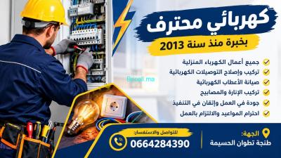 كهربائي محترف بخبرة منذ سنة 2013